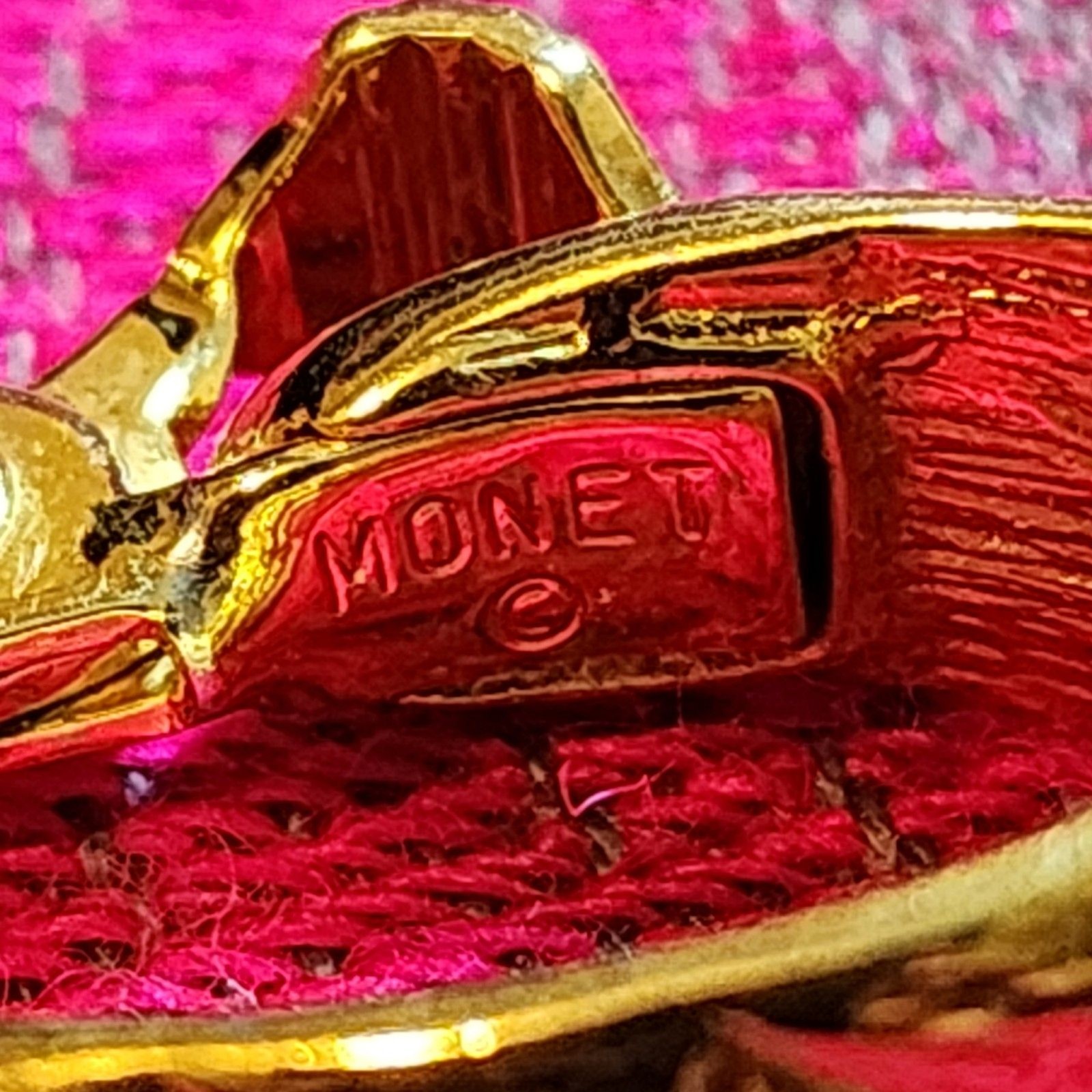 Monet Gold Tone Ribbed J Hoop Clip-On Earrings.