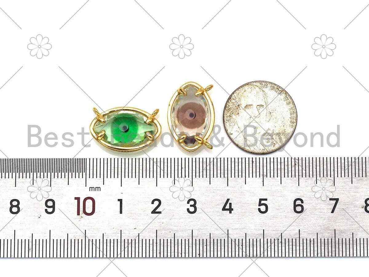Colorful Evil Eye Shape Pendant/Charm, 18K Gold Filled Glass Quartz Charm,