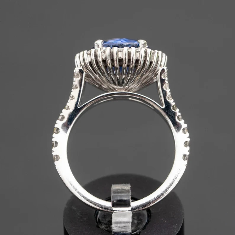2.50 Ct Round Cut Natural Sapphire & Diamond Wedding Ring 14K White Gold Size 7