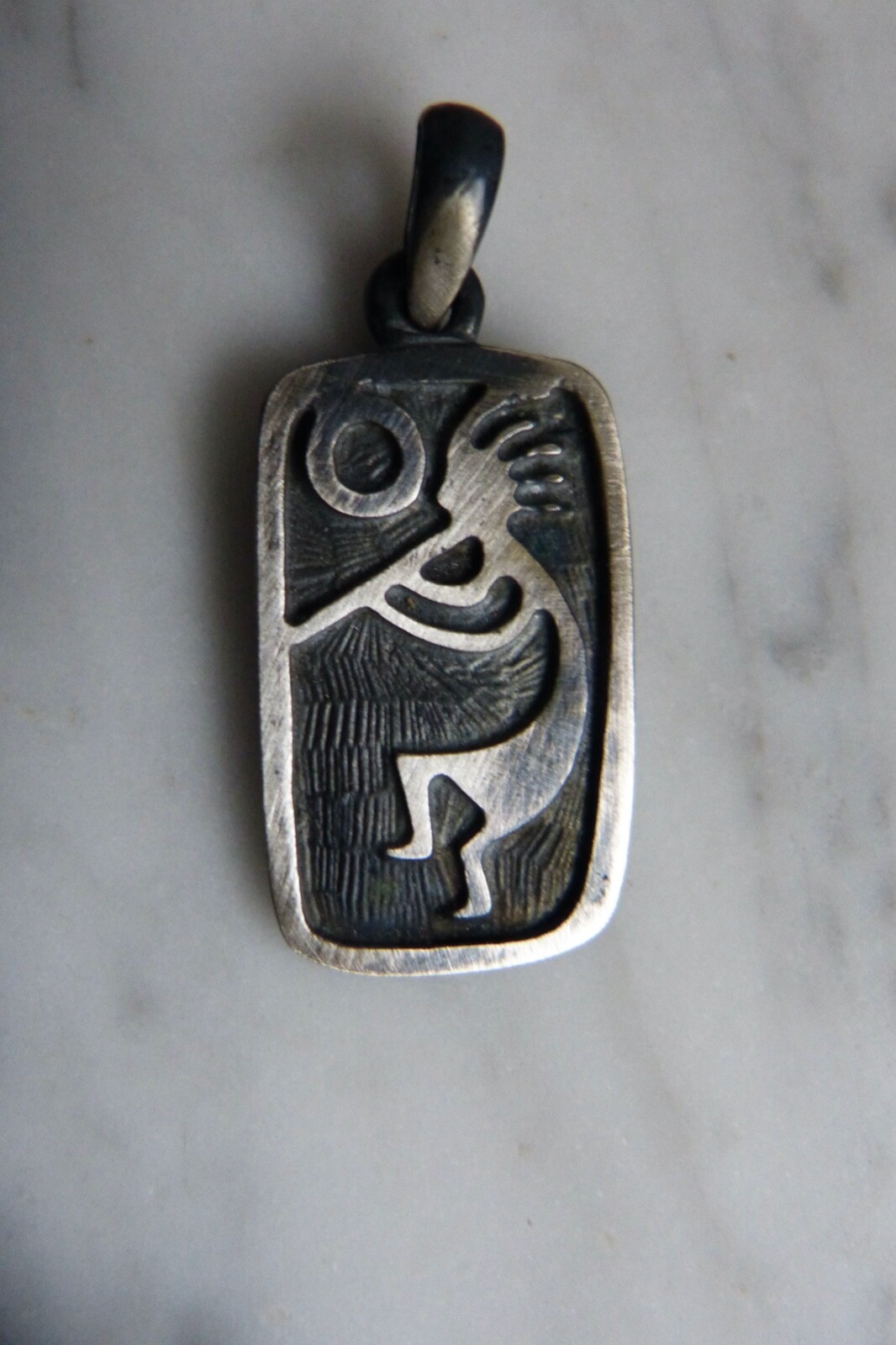 KOKOPELLI Burnished and Brushed 925 Silver Pendant