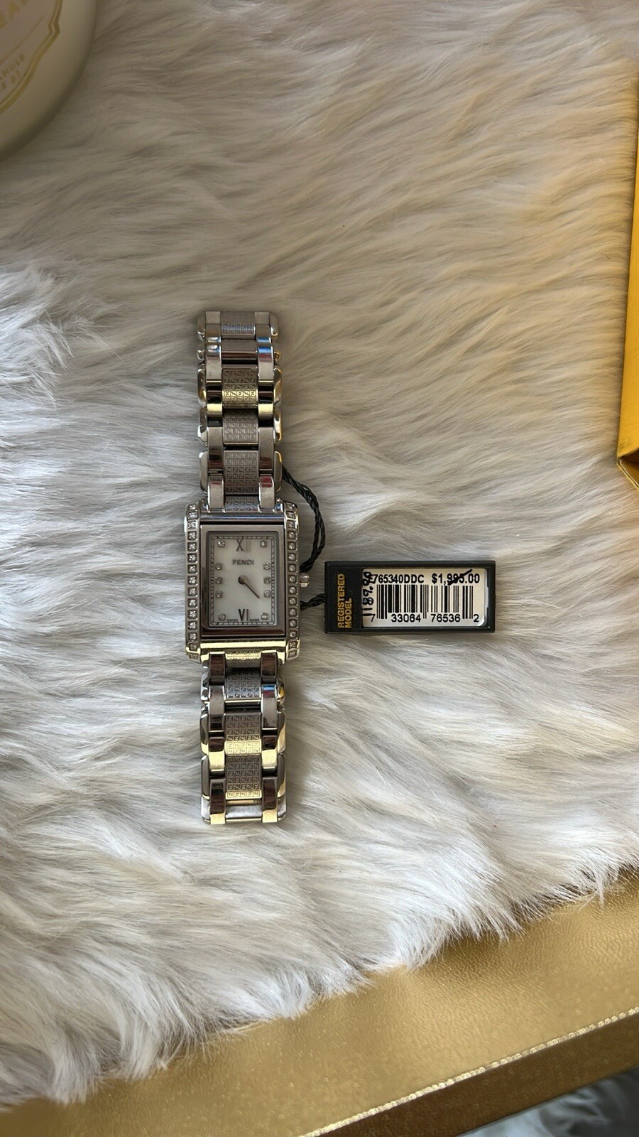 Fendi flip mop ladies watch, stainless steel with diamonds