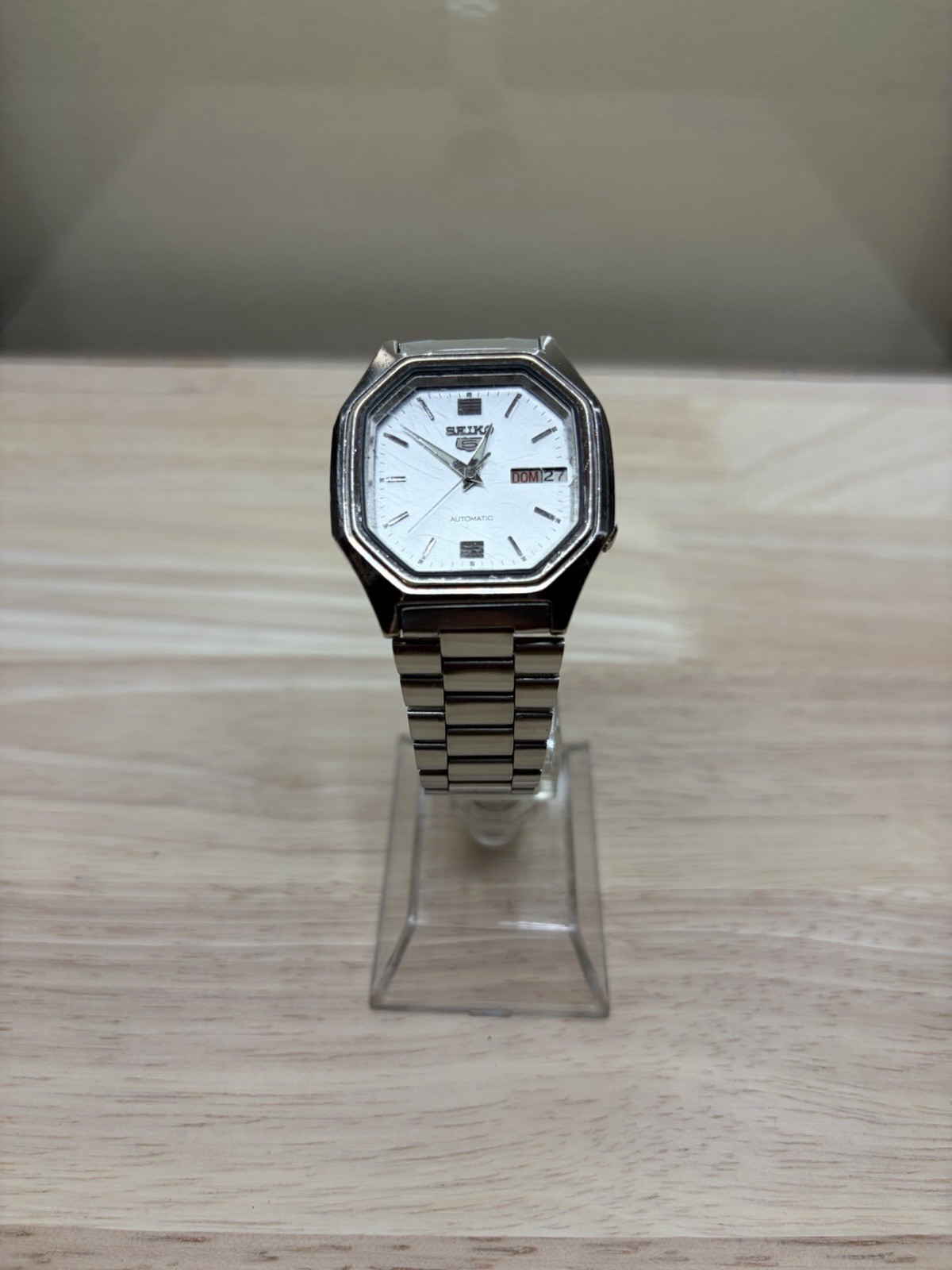 Vintage 1986 Seiko 5 Automatic 7009-5830 Watch | White Dial | Day-Date | Runs