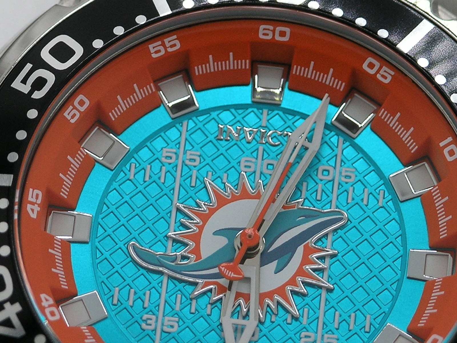 NEW INVICTA 48102 NFL MIAMI DOLPHINS STEEL SILICONE SPORTS WATCH QUARTZ 48MM C