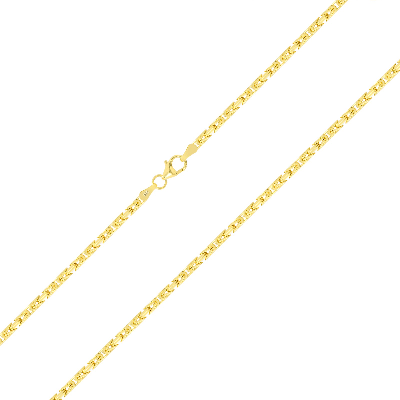 Mens 14K Yellow Gold Solid 2.5mm Byzantine Box Link Chain Pendant Necklace 22″