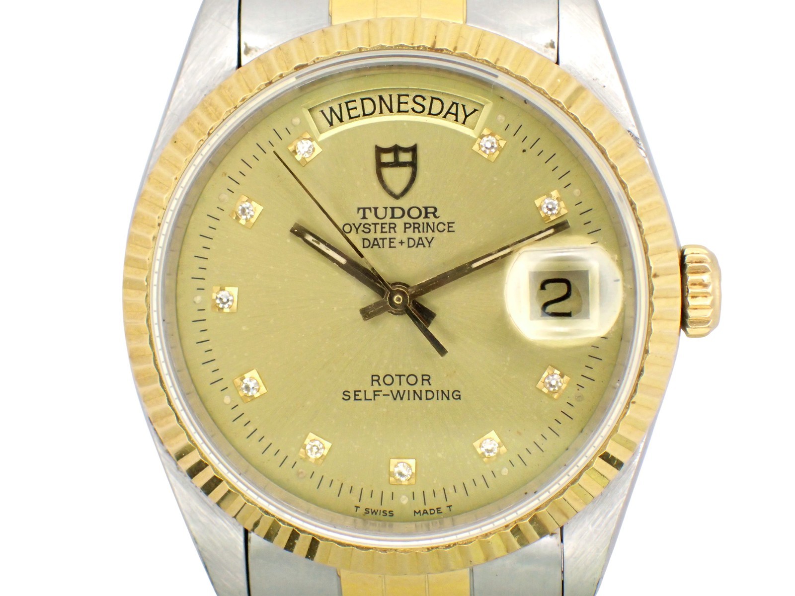 TUDOR Oyster Prince Date + Day Rotor Automatic DayDate Watch Gold Dial 76213
