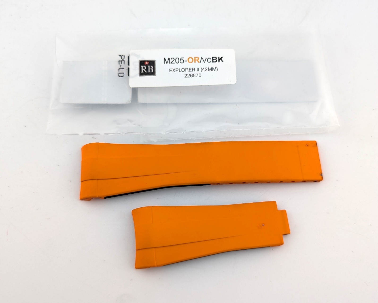 Rubber B Orange & Black 226570 Explorer II 42mm Strap M205-OR/VCBK
