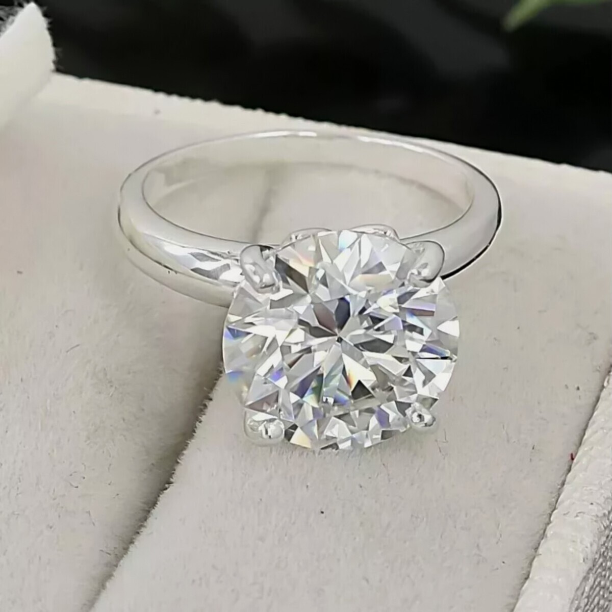 Rare 6.70 Ct Certified White Round Diamond Solitaire Ring In 925 Silver