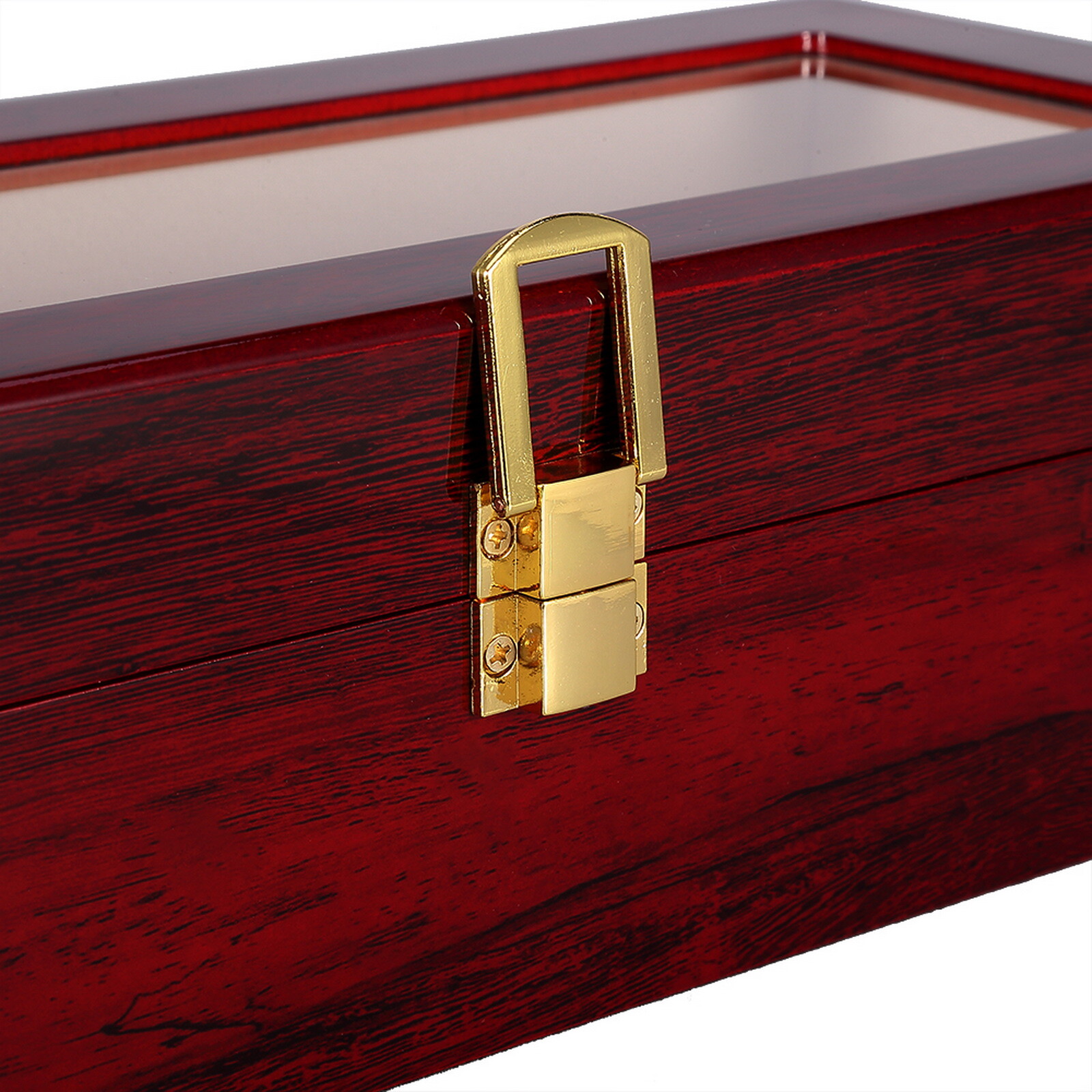 3/6/10/12 Slot Wooden Watch Box Glass Lid Jewelry Organizer Display Case Gift