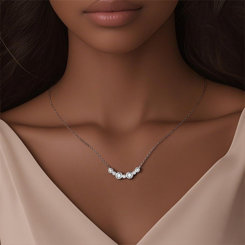 PANDACH Sterling Silver Starry Bubble Necklace Women Pendant Celestial Jewelry