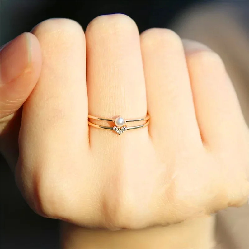 Knuckle Ring Heart Thin Tension Mount Geometric Adjustable Wedding Women Jewelry