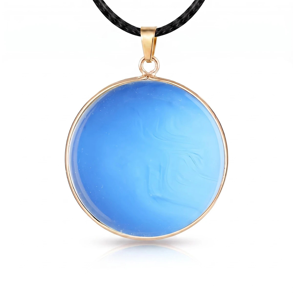 6PCS 30mm Round Natural Gemstone Pendant Necklace Gold Healing Crystal
