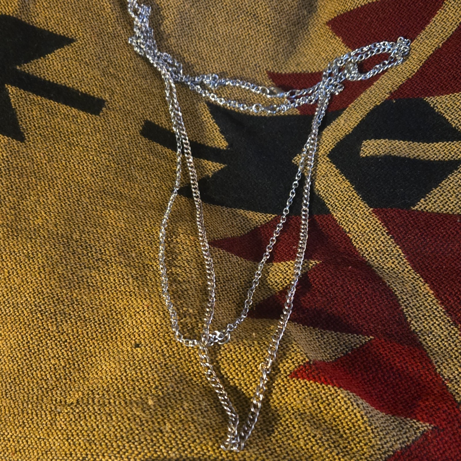 (2) Silver Tone Metal Cable Chain Necklace Lobster Clasp No Stone