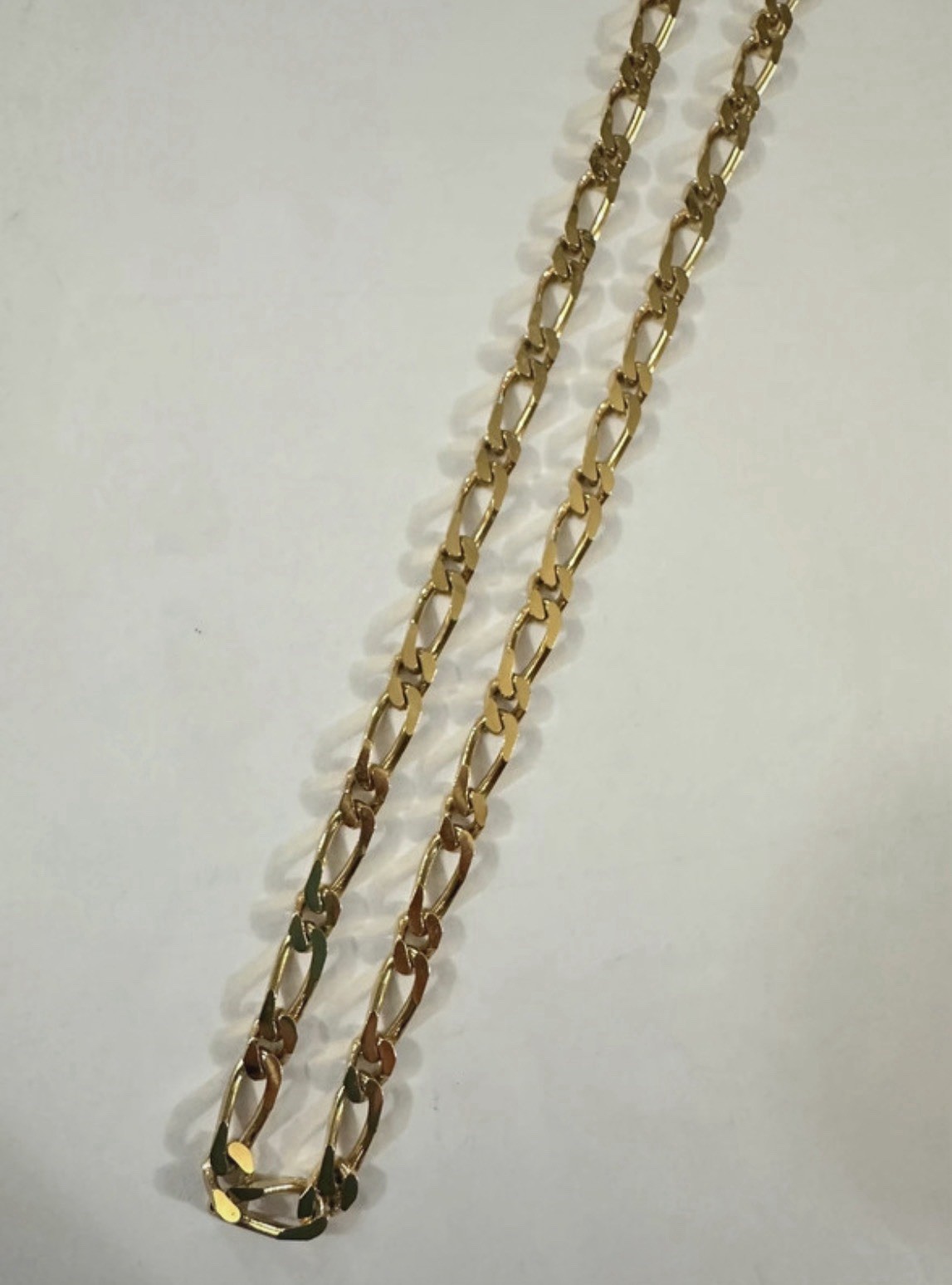 Vintage MONET Figaro Flat Link Gold Tone Chain 28” Long Necklace signed