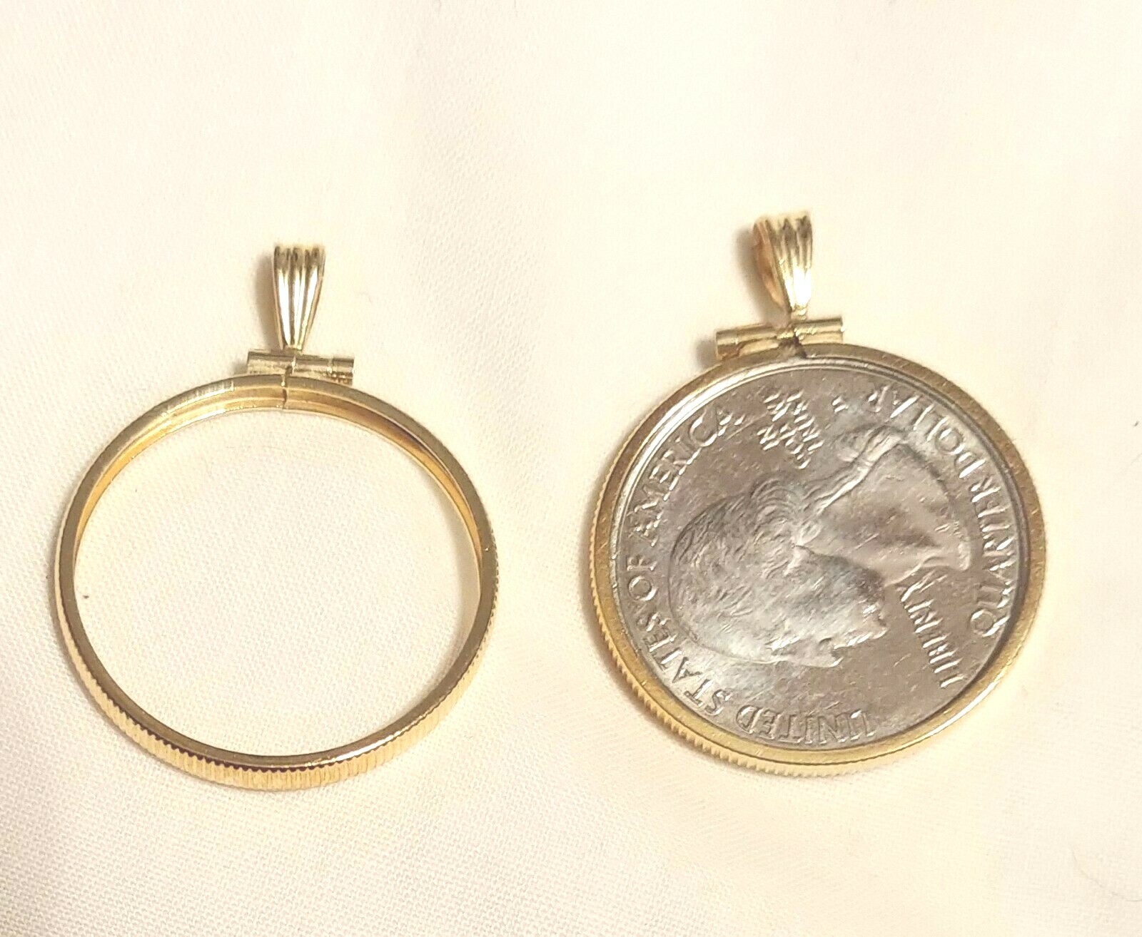 Fuller Findings Vintage Yellow Gold Filled Quarter Bezel Pendant set of two (2)