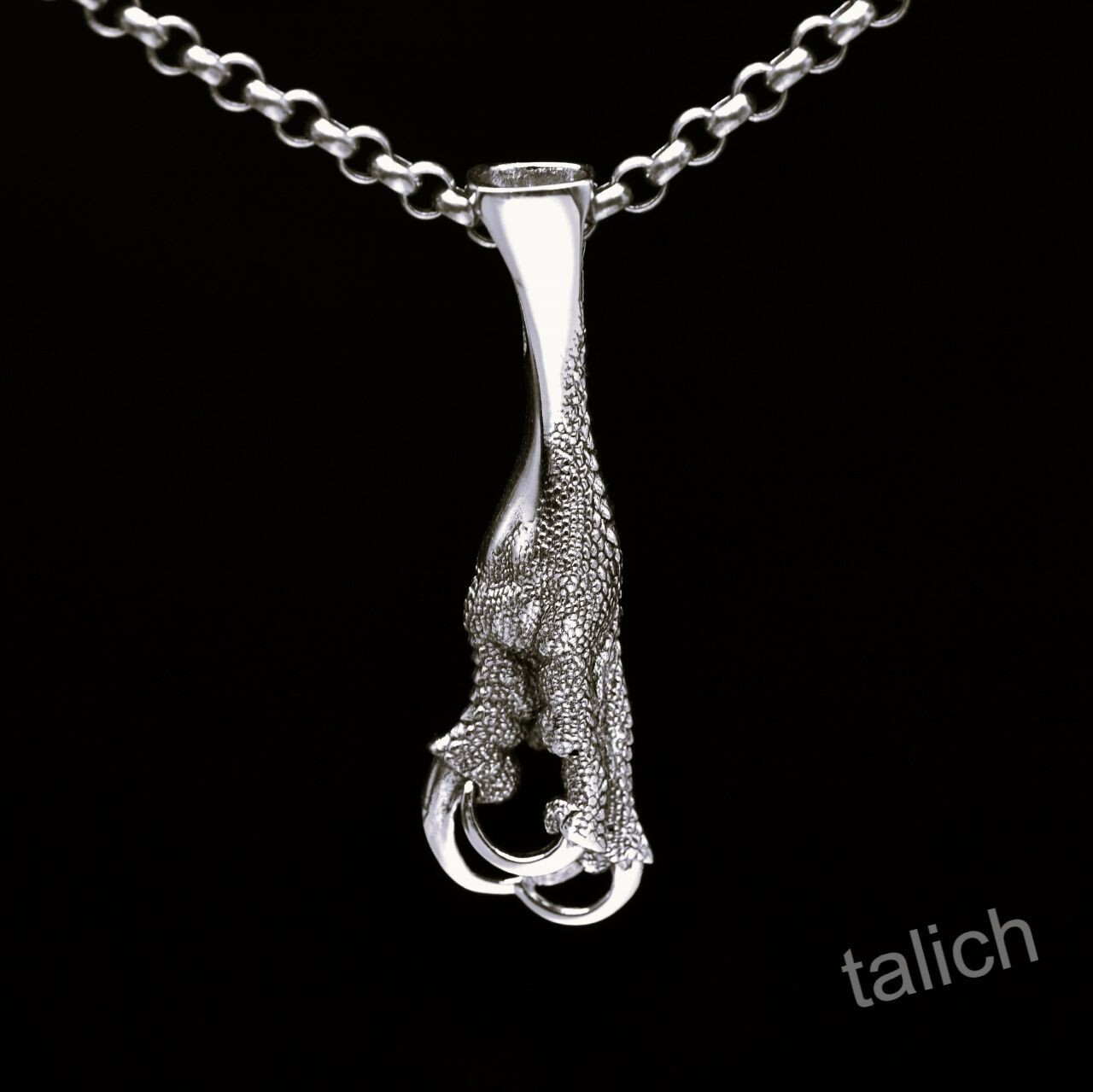 Shiny 925 Sterling Silver Dragon Eagle Bird Claw Pendant Fine Detail Unique Cool