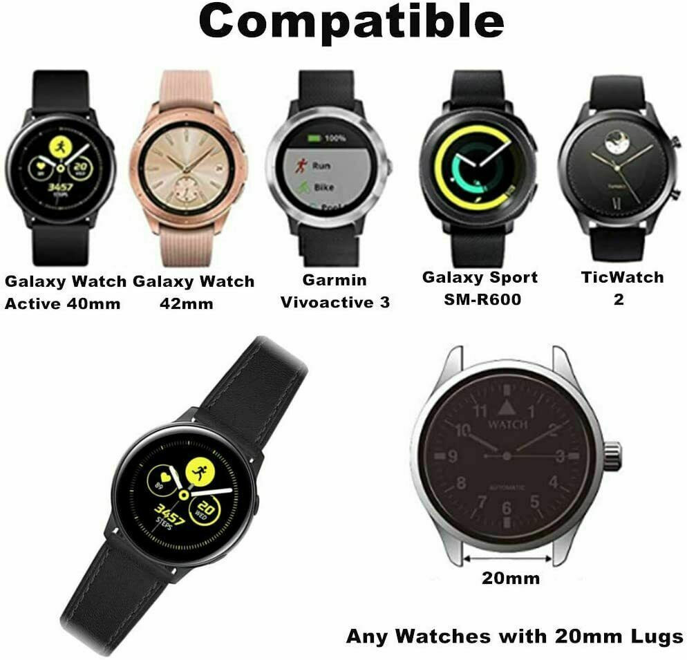 Genuine Leather Band Strap For Samsung Galaxy Active 2 40 42 44mm / Watch 3 41mm