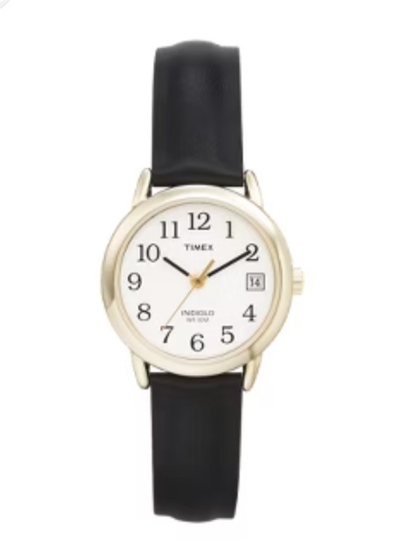 Timex Women’s Leather Watch Gold and Black Leather – T2H341- No Box