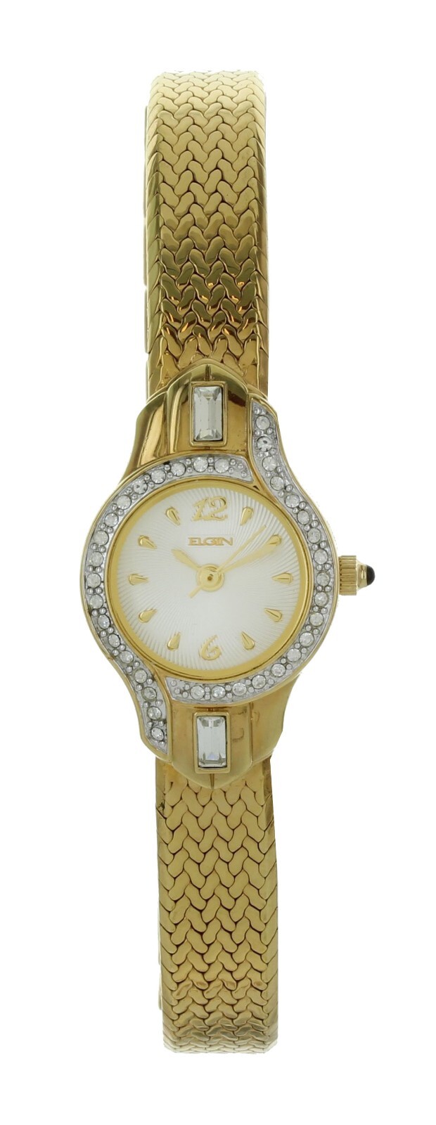 VINTAGE AWOMEN’S ELGIN ANALOG DRESS WATCH GOLD TONE TEXTURED BAND EG183