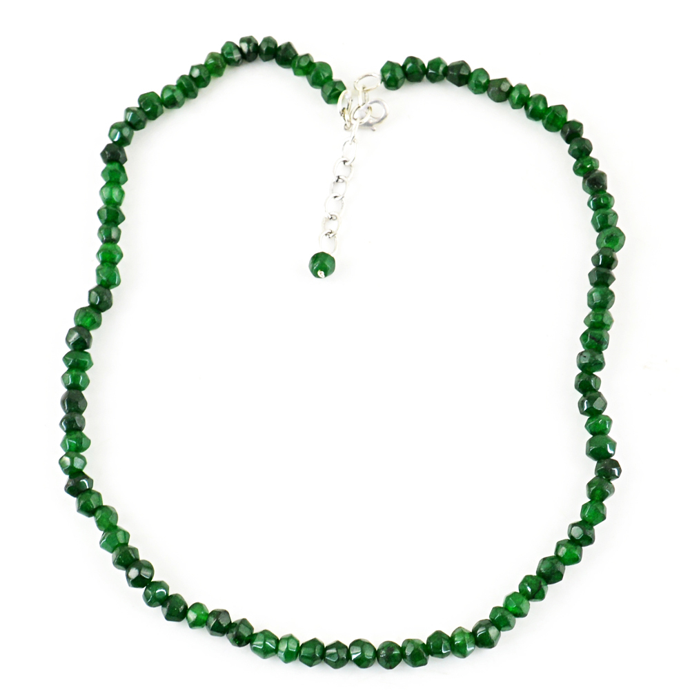 Round Shape 136.00 Cts Earth Mined Green Emerald Faceted Beads Necklace (RS)
