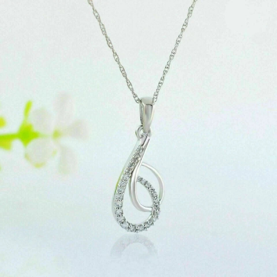 1.20Ct Round Lab Created Diamond Infinity Drop Pendant In 14K White Gold Plated