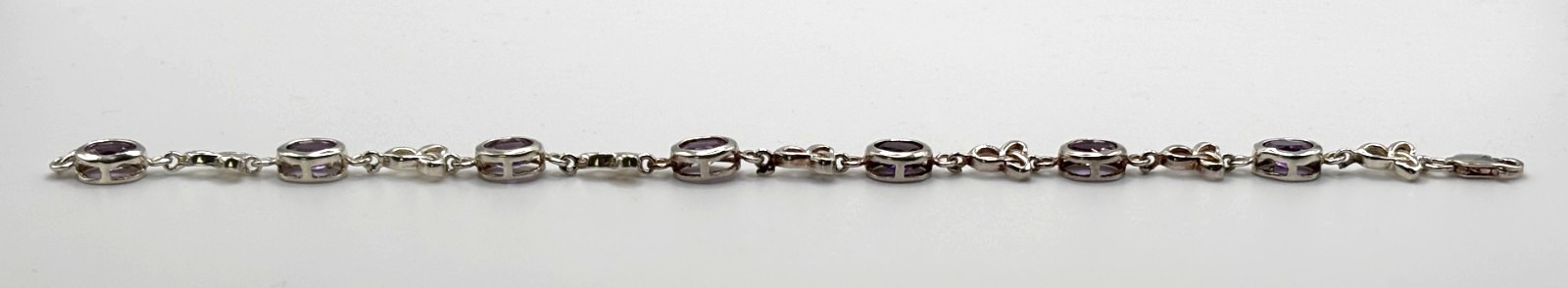 Vintage Marked Amethyst 925 Sterling Silver Celtic Knot Tennis Link 7.5 Bracelet