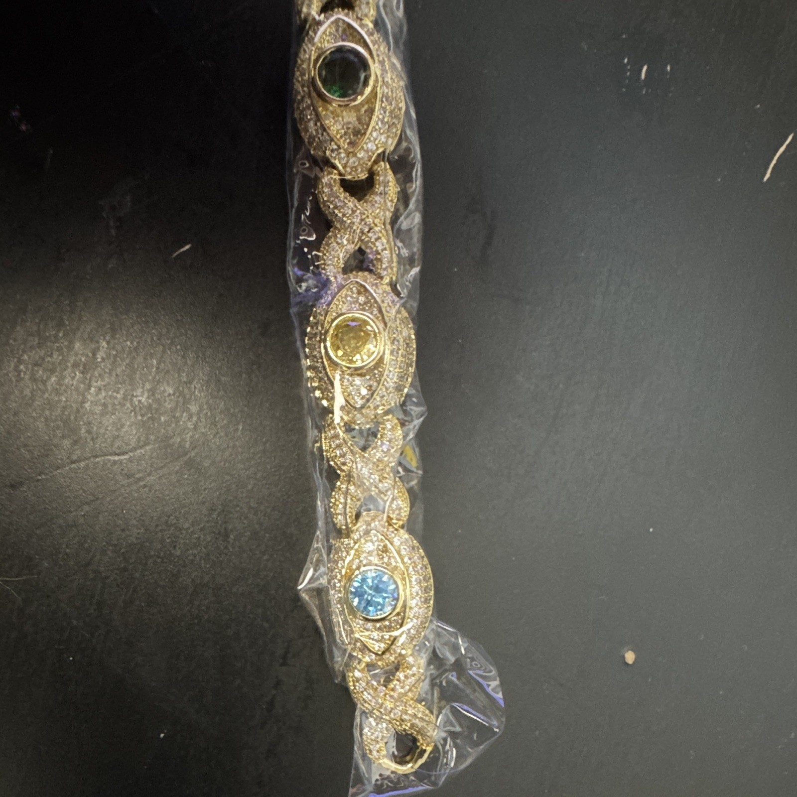 HelloIce 8” 14mm Infinity Eye Bracelet. Hollow Back