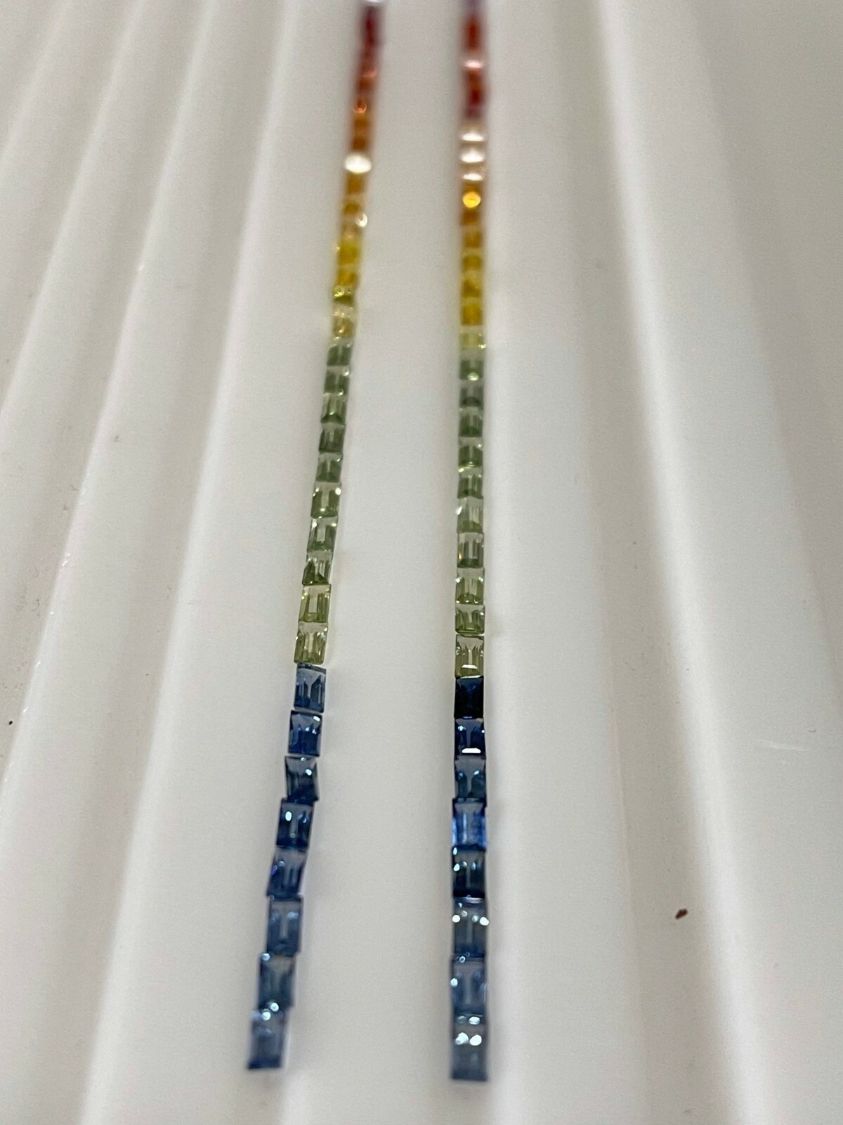 4x2mm Rainbow Sapphire Baguettes Loose Stones Tennis Bracelet 44 Stones