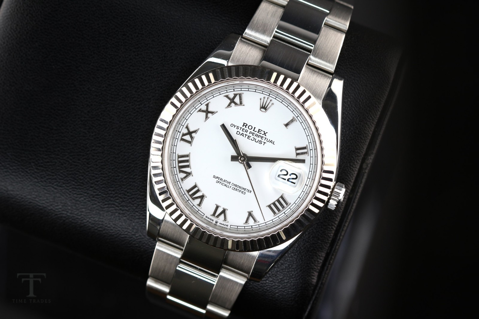Rolex Datejust 41mm Roman Numeral White Dial 126334 Stainless Steel Fluted Bezel