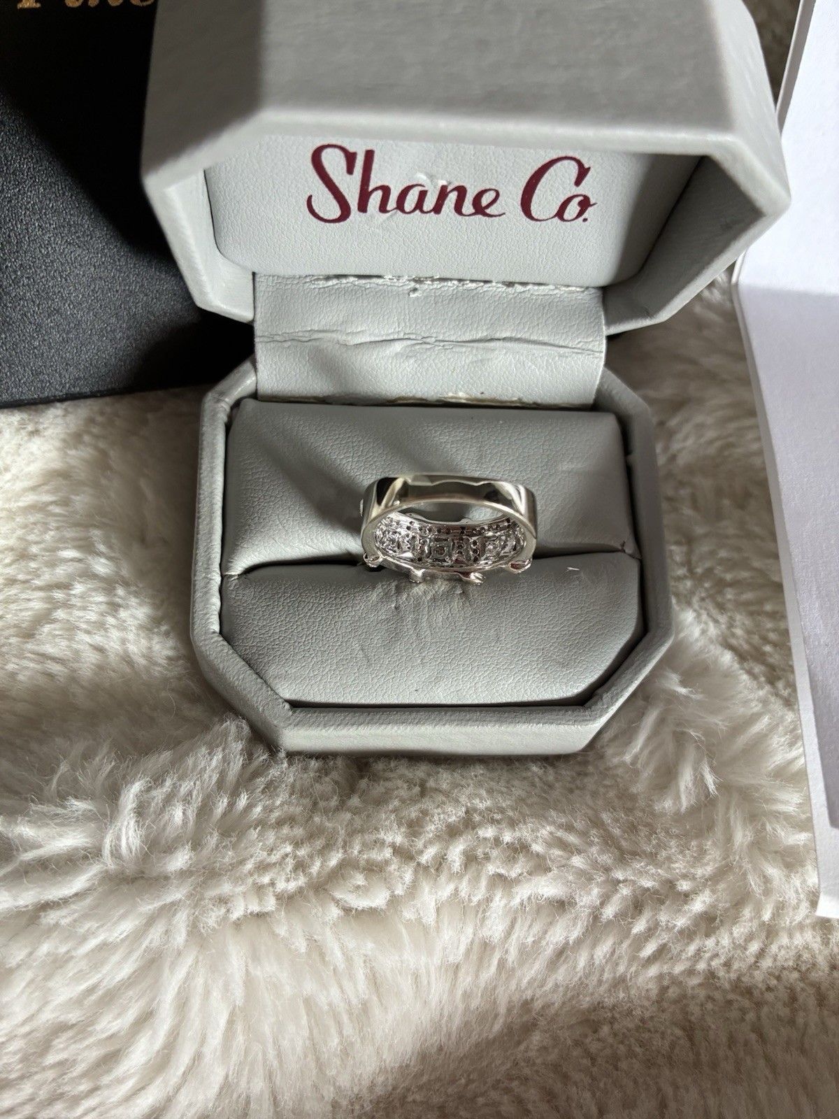 Basket Weave Diamond Ring Fashion Right Hand Sz 6.5 14 K White Gold