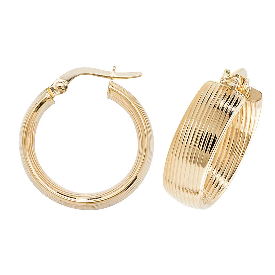 Hoop Earrings 9ct Yellow Gold 15mm Womens Jewellery