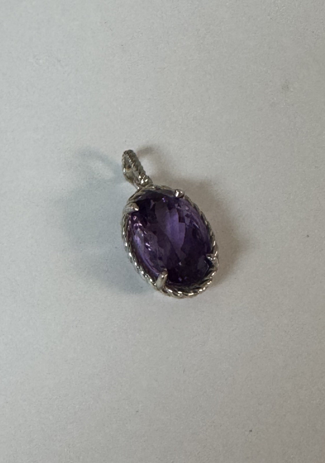 Large Natural Amethyst Pendant 925 Sterling Silver Oval 20x13mm Purple Gemstone