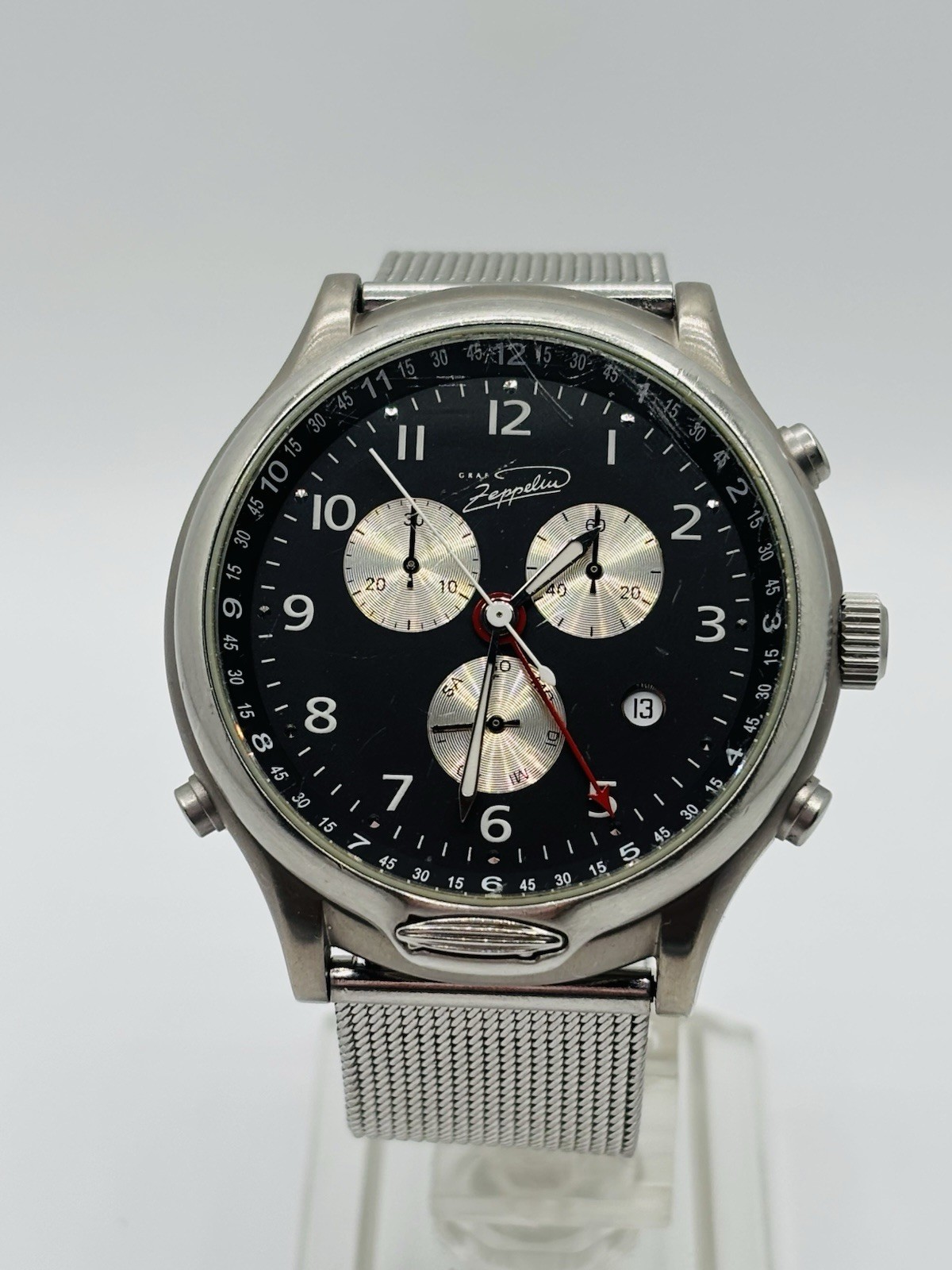 Vintage Graf Zeppelin Classic Line 7480/1876 Titanium GMT Dial Watch German Made