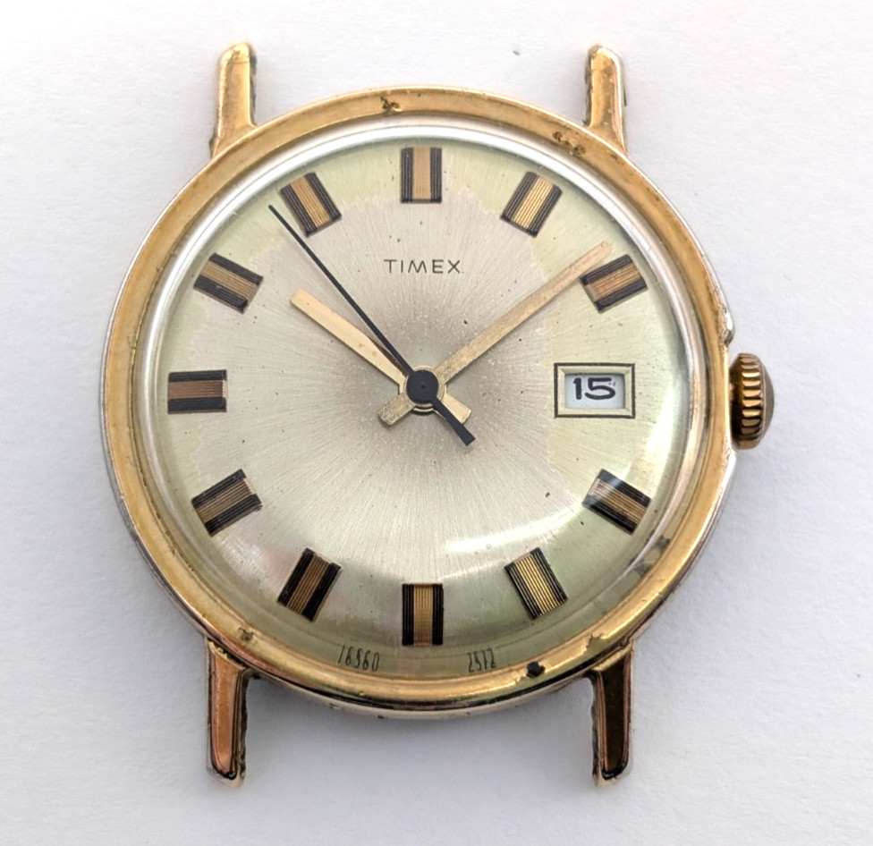 1972 TIMEX Mercury Calendar 16560 2572 Vintage 32mm Watch Movement PARTS REPAIR