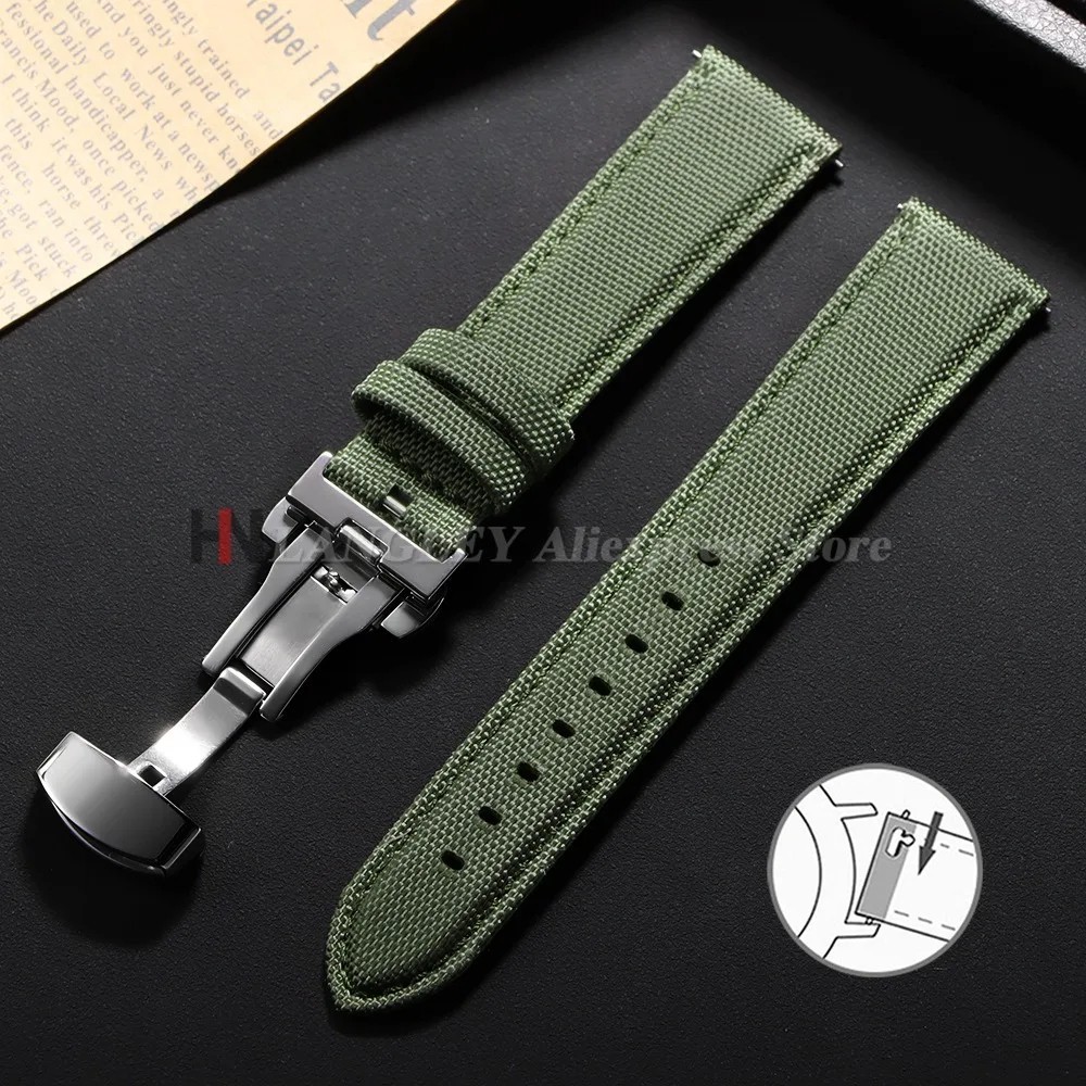 Premium Sailcloth Watch Band 20mm 22mm for Omega Seiko Nylon Strap Quick Release