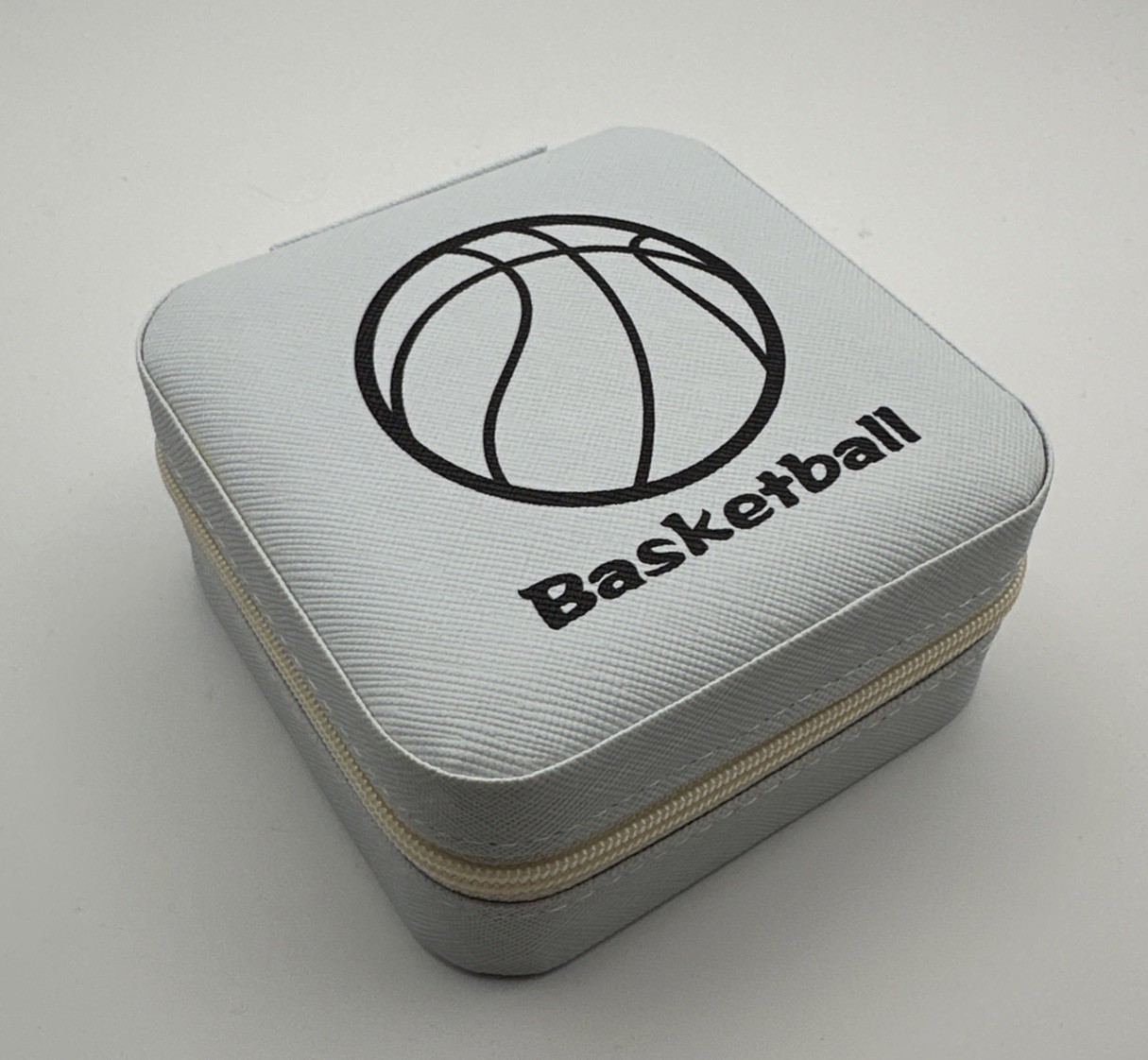 Basketball Jewelry Box Travel Case Girls Athlete Gift Ring Organizer Zippered