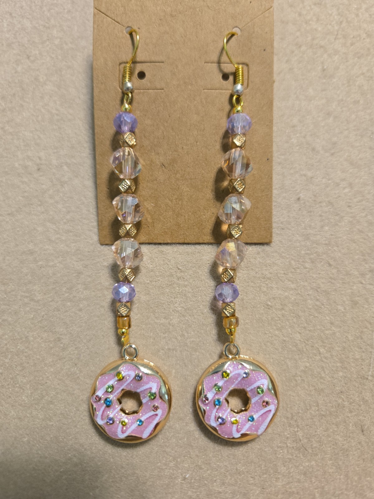 Handmade By JADE – Custom JEWELRY – Pink + Gold + Donuts – Stainless Steel