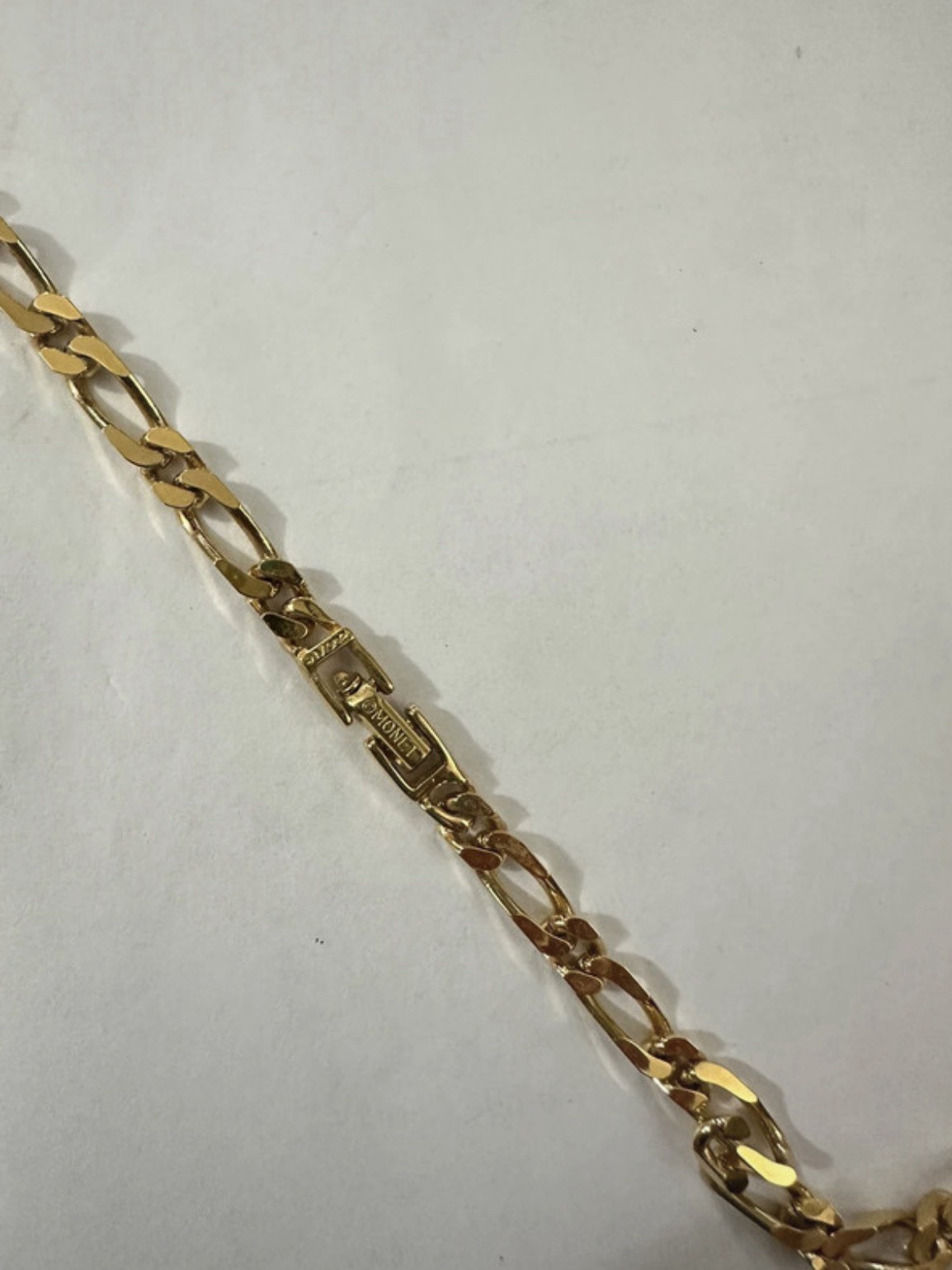 Vintage MONET Figaro Flat Link Gold Tone Chain 28” Long Necklace signed