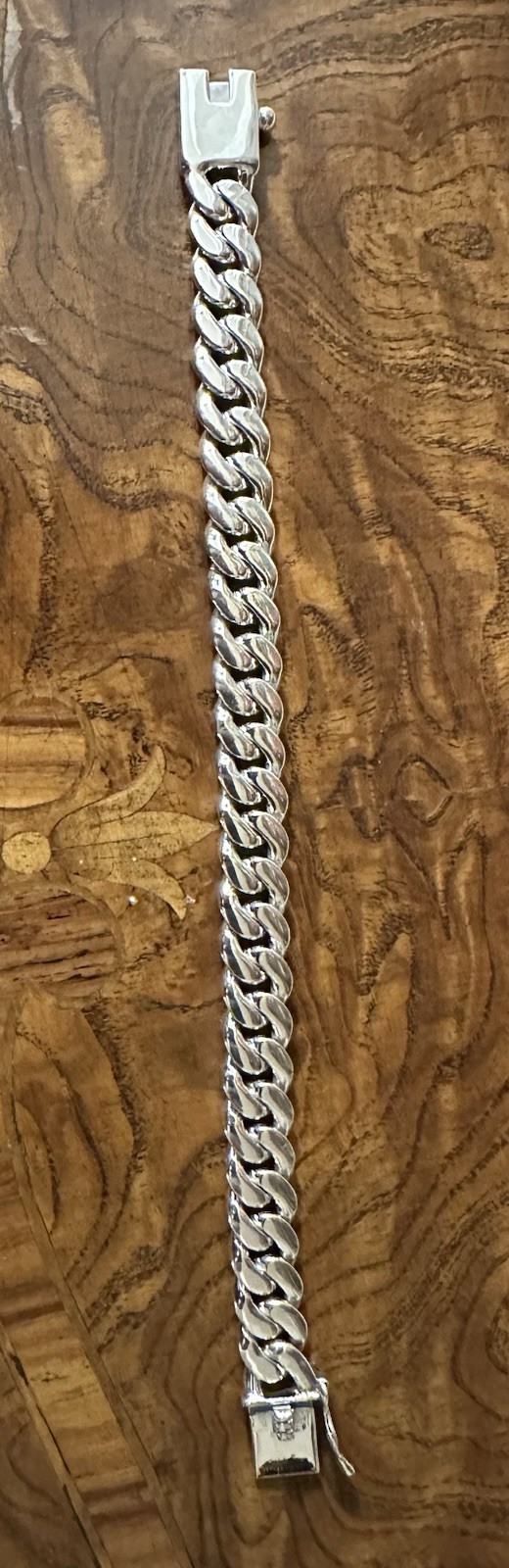 silver cuban link bracelet 72g