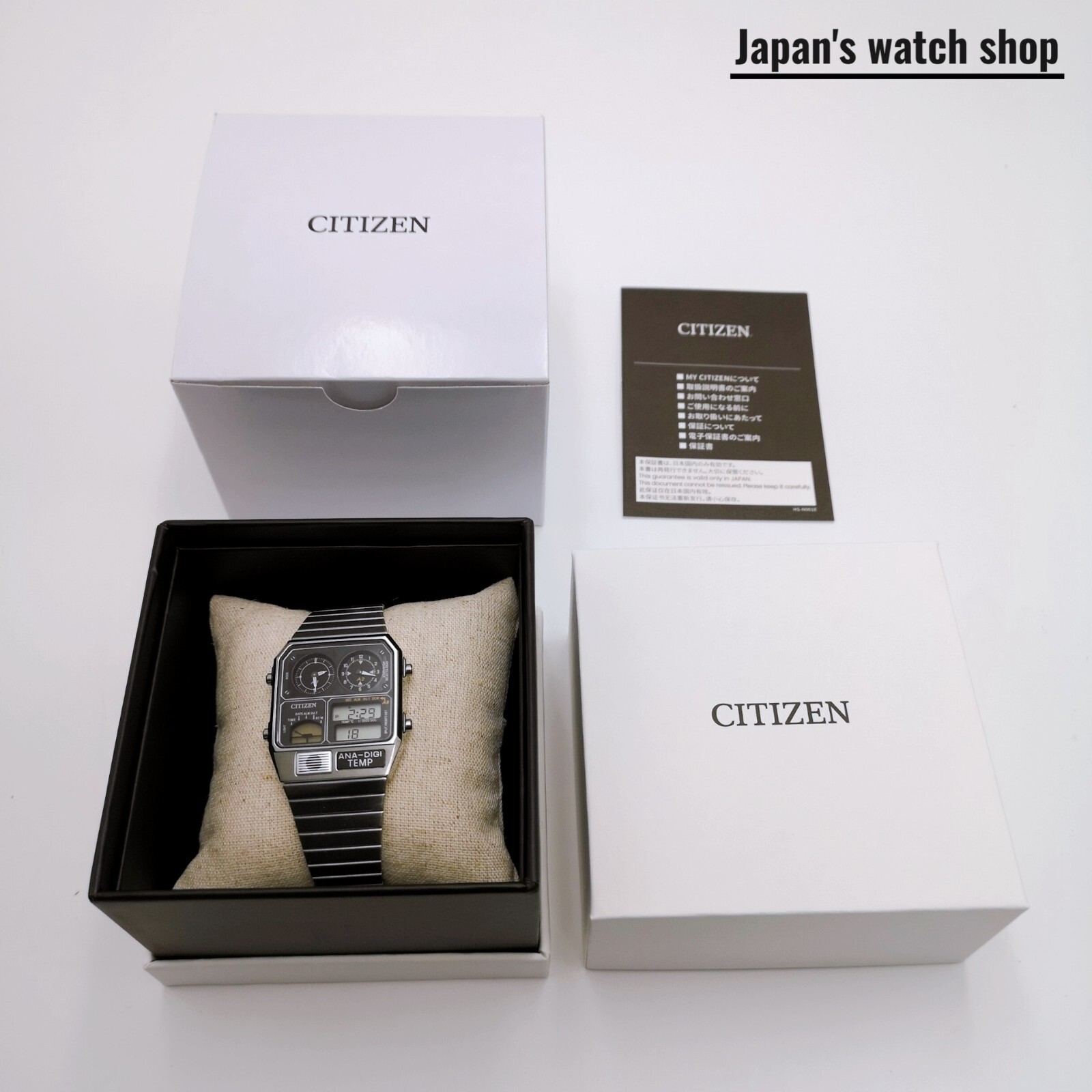 CITIZEN Ana-Digi Temp JG2101-78E Black Silver Reproduction Men Watch New in Box