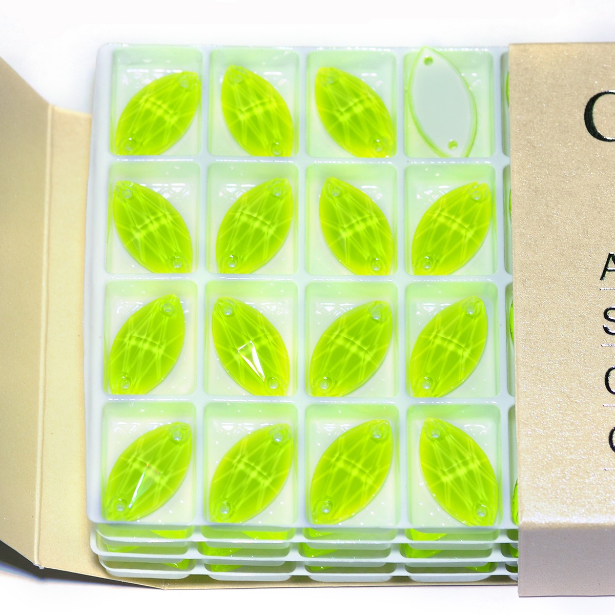 Navette Neon Edges with chamfers Cosmic Crystal Sew On Rhinestones Flat Back St