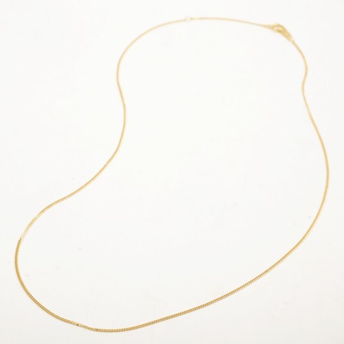 18K Solid Yellow Gold 0.8mm Slim 2-Sided Curb Link Chain Necklace 16.5″ MIJapan