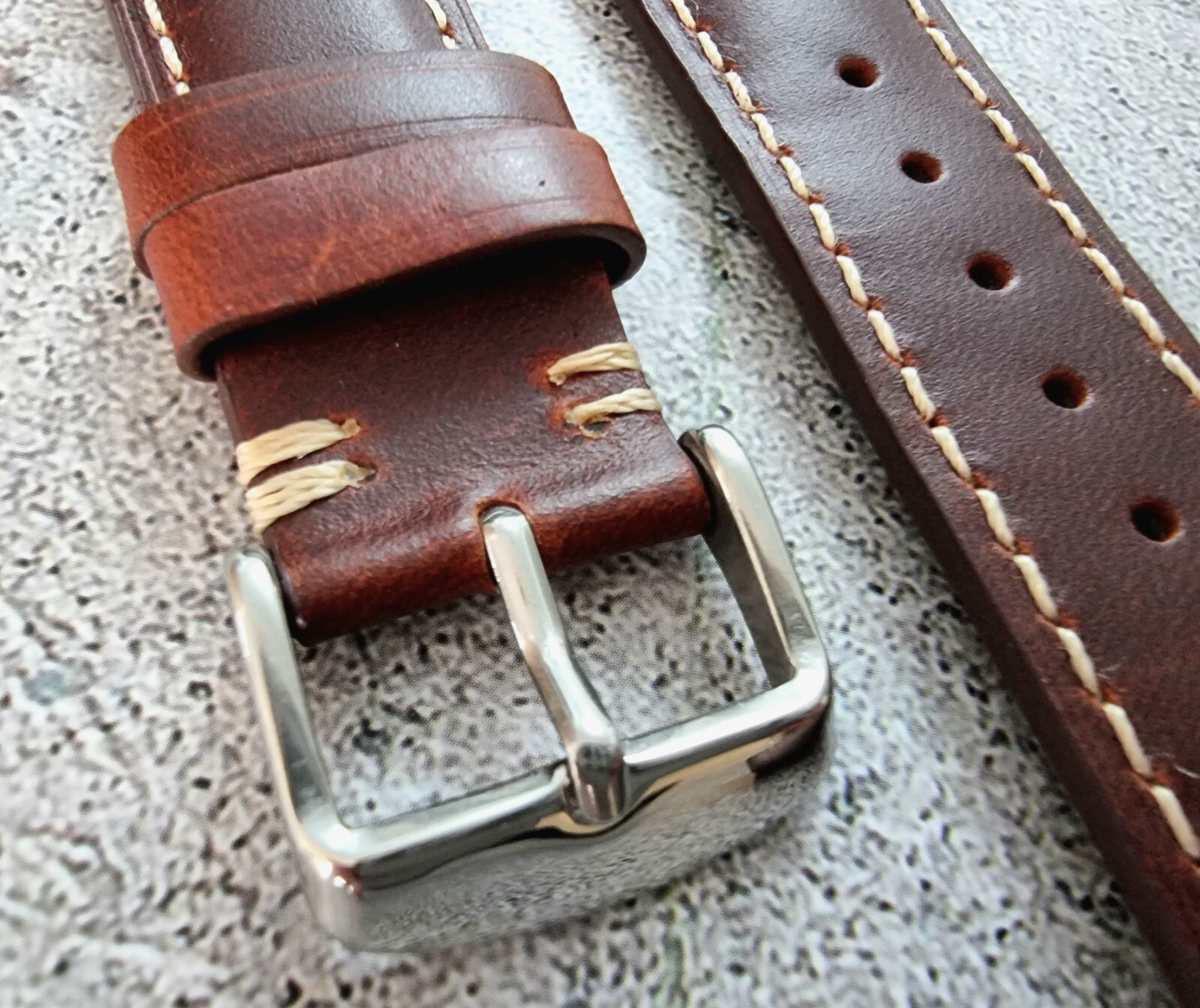 Leather Watch Strap Band Padded Classic 20mm 22mm 24mm Cordovan Retro Vintage UK