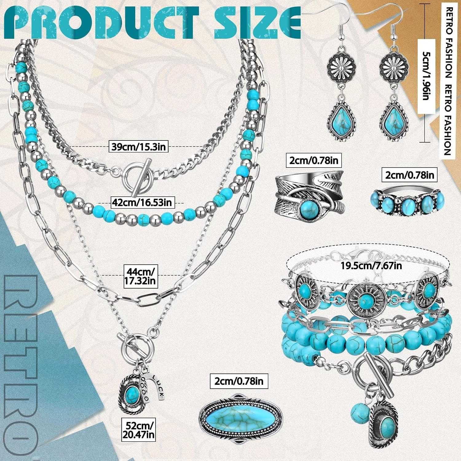Elegant 6-Piece Turquoise Jewelry Set for Women: Perfect Gift for Any Occasion