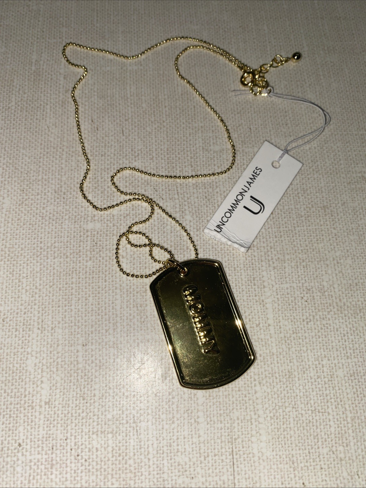 Uncommon James Mommy Dog Tag Pendant Necklace 14K Gold Plated Brass NWT
