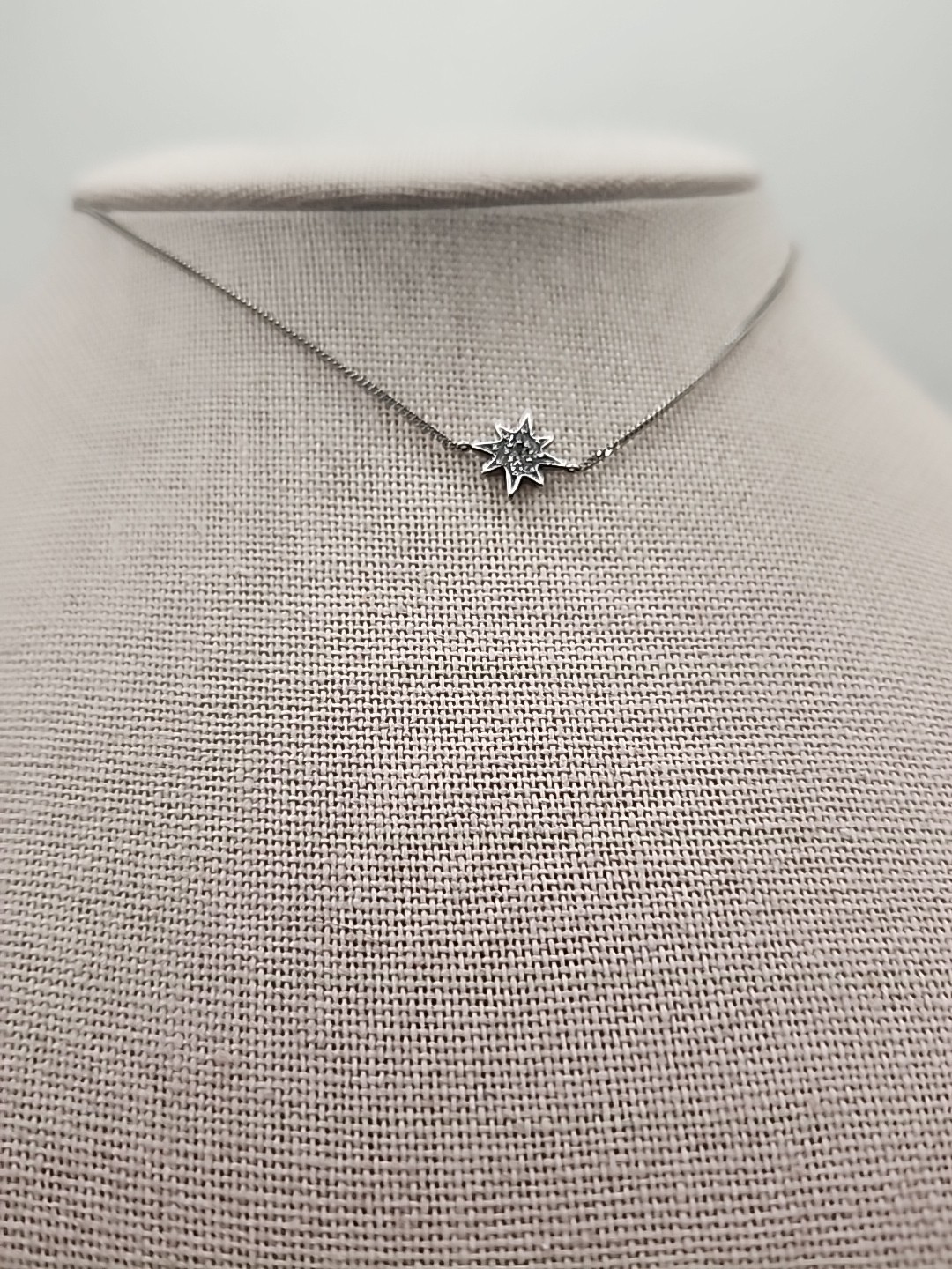 Designer Sterling Silver Dimond Star Minimalist Necklace 15inch 1.4g