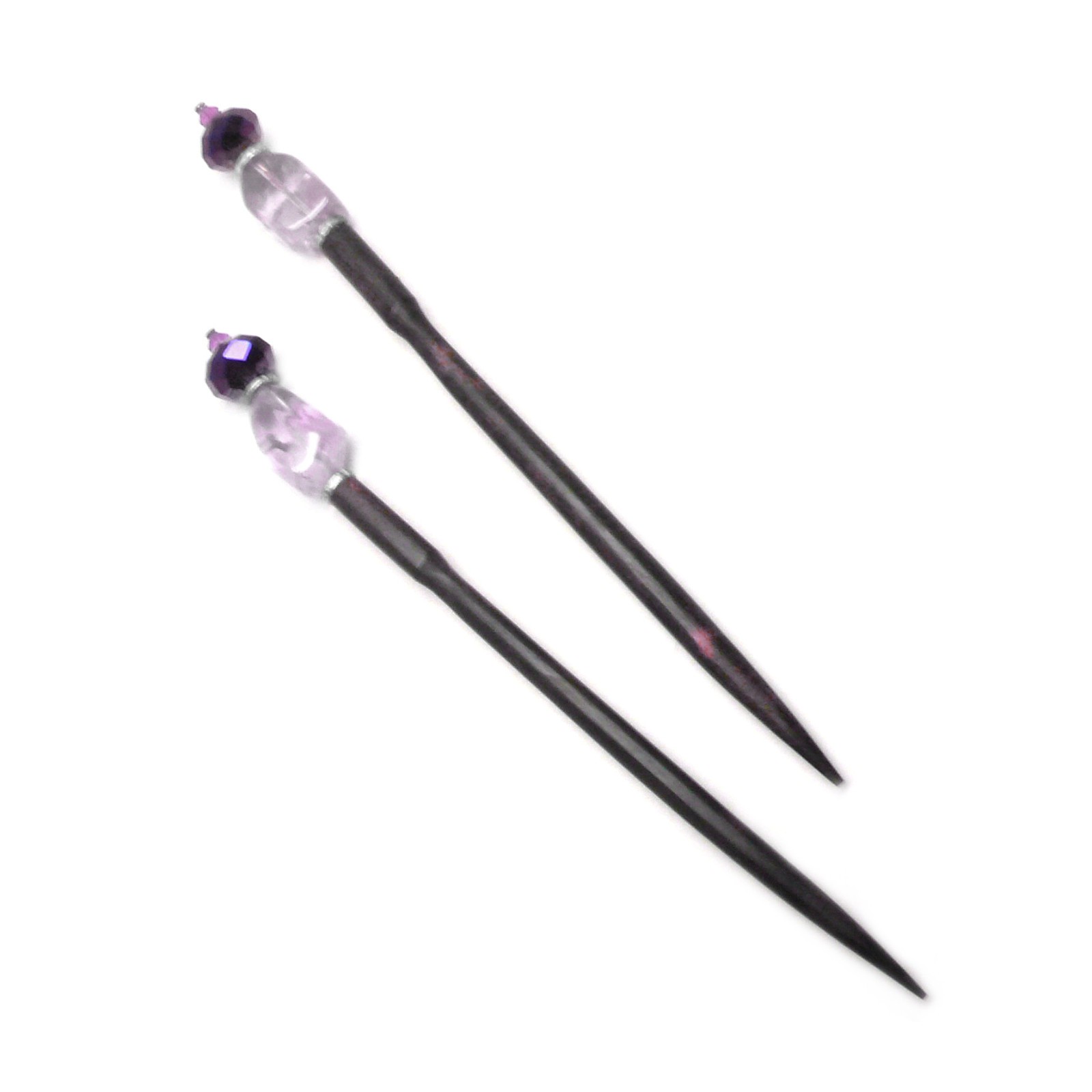 Handmade Pair of Y2K Vintage Hair Chopsticks Lavender Cape Amethyst