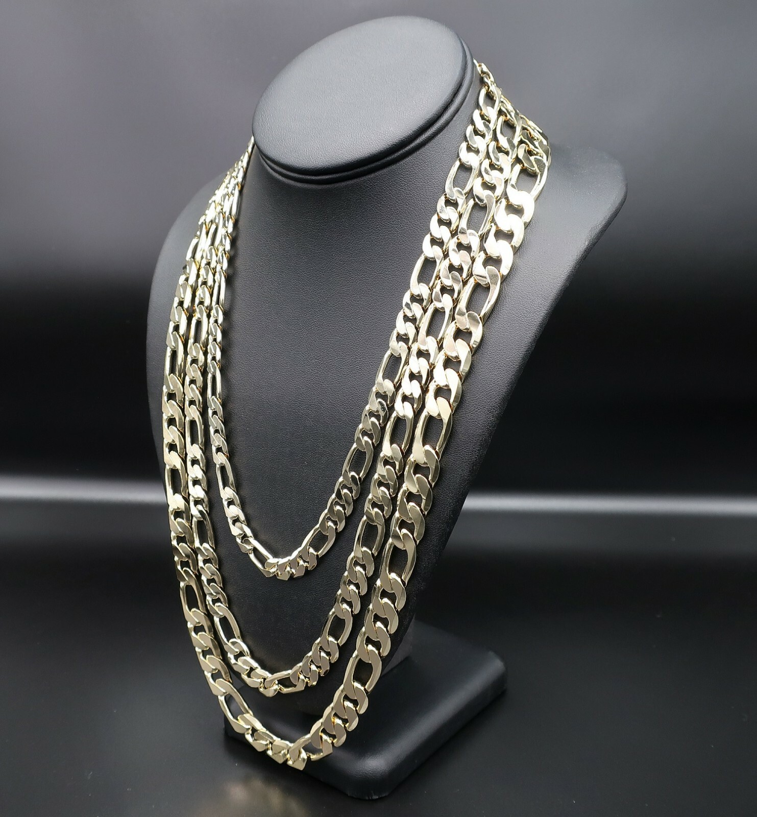 14k Italian Figaro Link Chain 8mm 9mm 10mm Necklace Bracelet Gold Plated