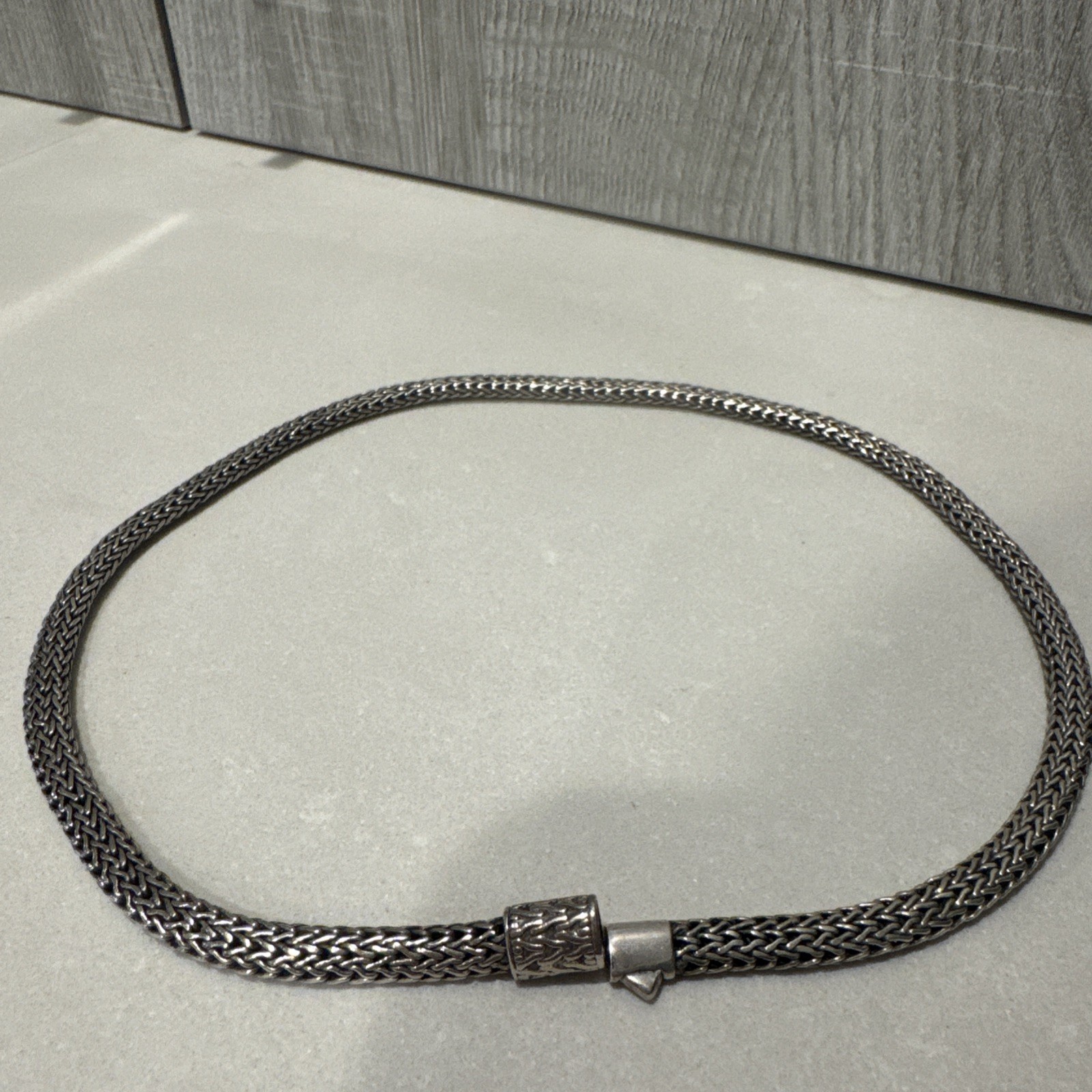 John Hardy Sterling Silver Wheat Chain Necklace 18 Inches Signed 54 Grams 925