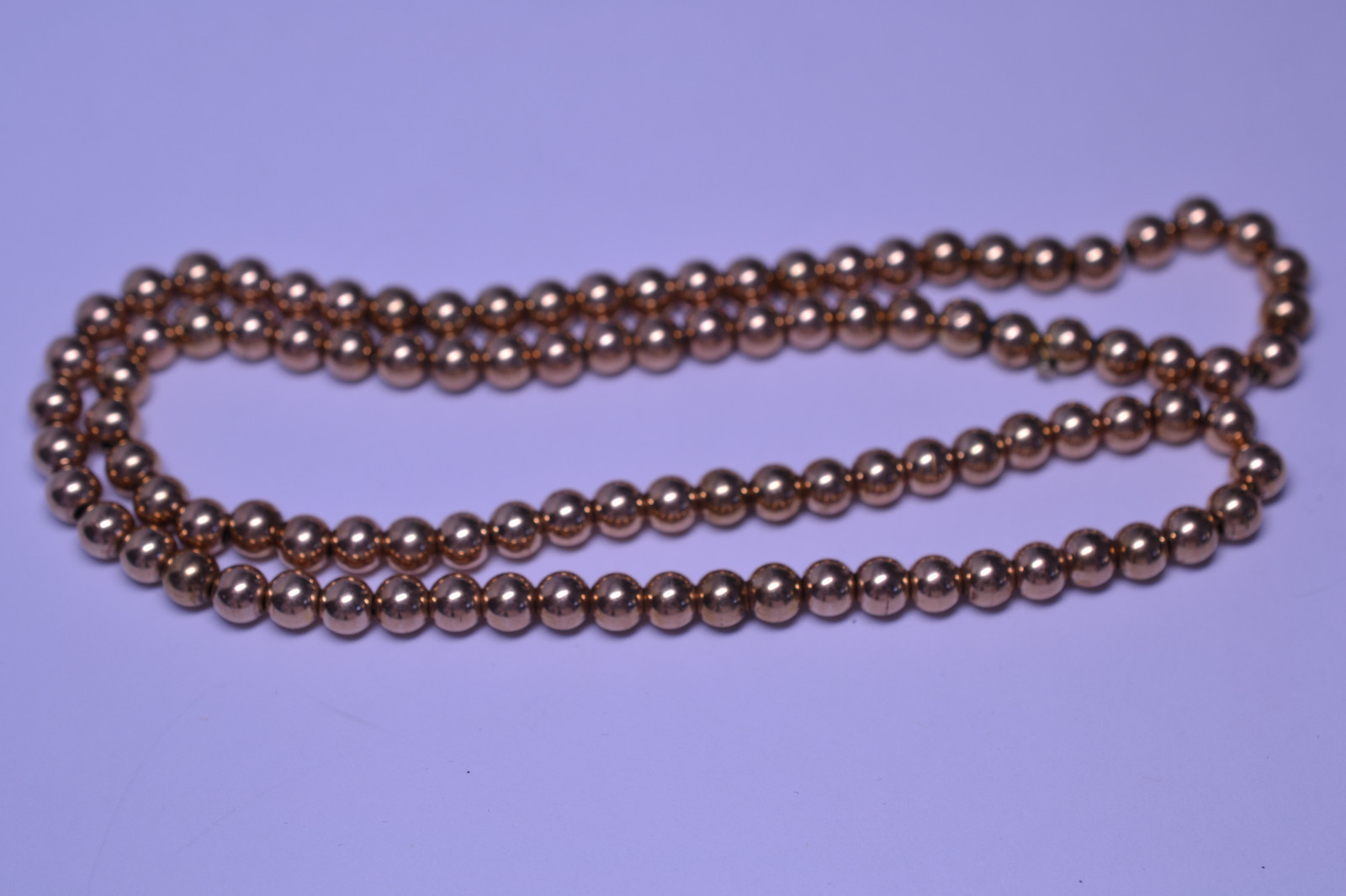 VINTAGE GOLD FILLED 5.4 MM BEADS ON CHAIN NECKLACE – 20.5 IN. LONG – 29.1 GRAMS