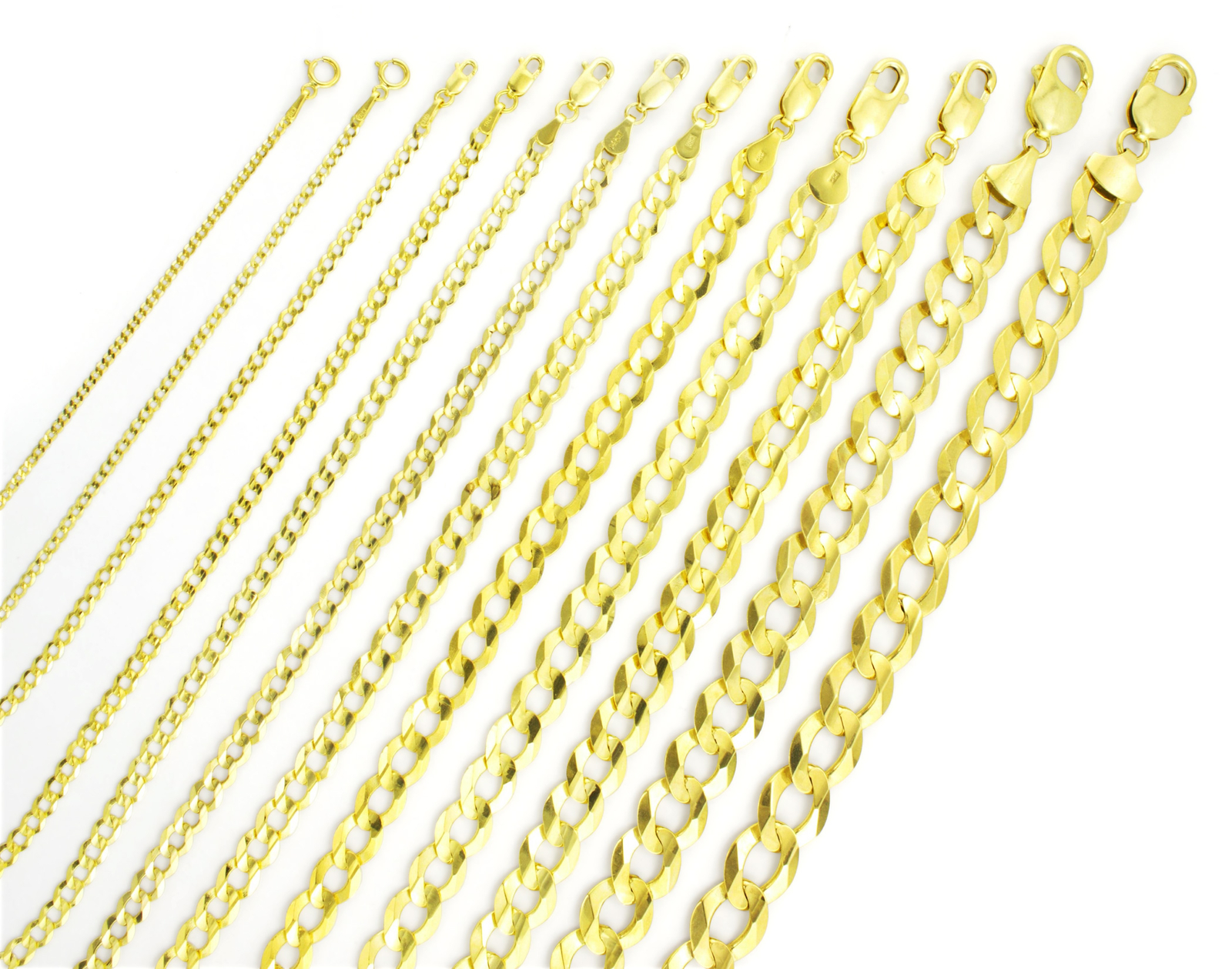 14K Yellow Gold Solid 2.5mm-12mm Cuban Curb Chain Link Bracelet Men Women 7″- 9″